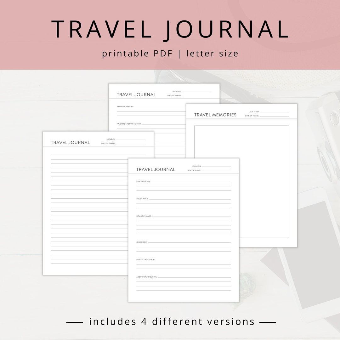 Minimalist Travel Journal PDF Templates for Vacation Memories