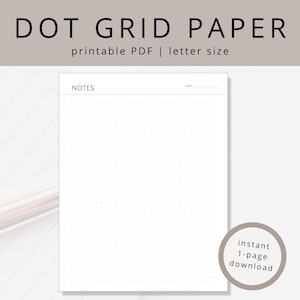Minimalistyczny papier w kropki o grubości 1/4" (~6 mm) do prowadzenia dziennika Bullet Journal, szablon notatnika w kropki do druku, do planowania i organizacji, strona z kropkami na notatki