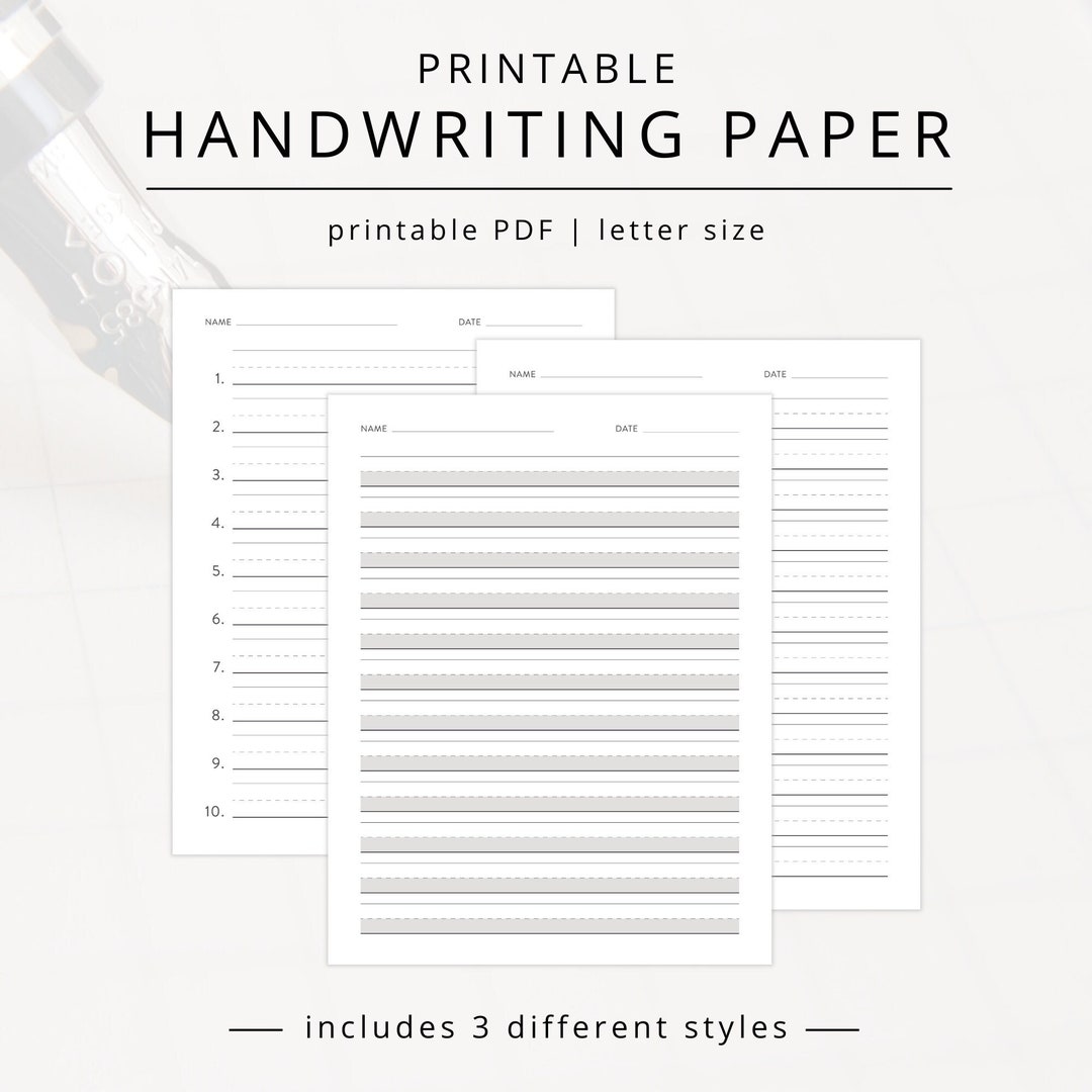 4 Lines Writing Paper for Kids Grade 1 Printable Handwriting Practice  Worksheet Kindergarten Penmanship Paper Instant Download 