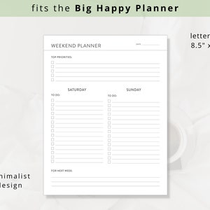 Minimalist Weekend Planner PDF Template for Saturday & Sunday ...