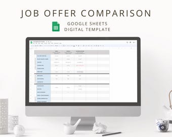 求人オファー比較ワークシート: インタラクティブな Google スプレッドシート ツール (デジタル ダウンロード)