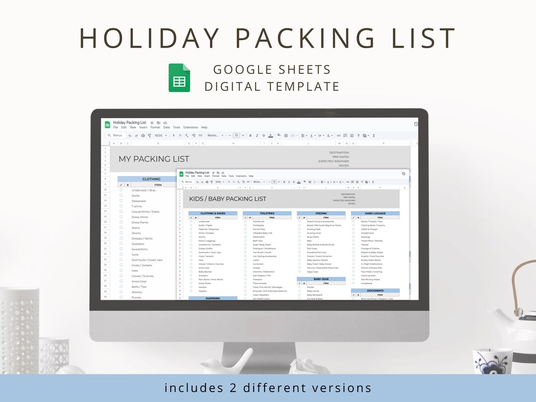 Digital Holiday Travel Packing List Template for Organized Vacation ...