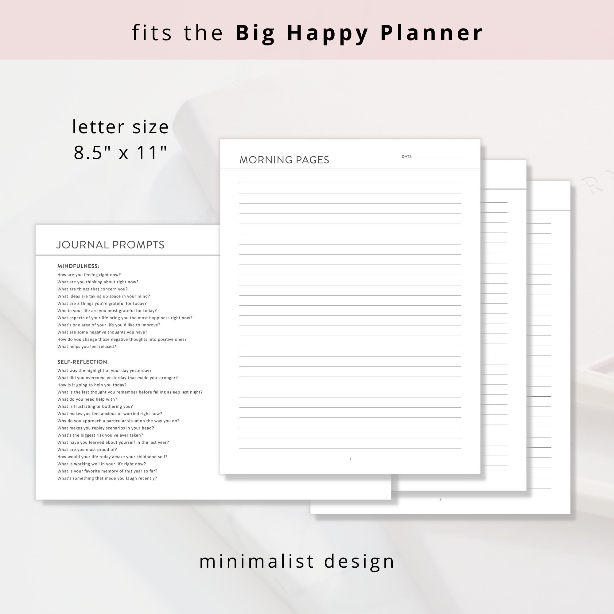 Minimalist Morning Pages PDF With Journal Writing Prompts, Printable Guided Journal Template for ...