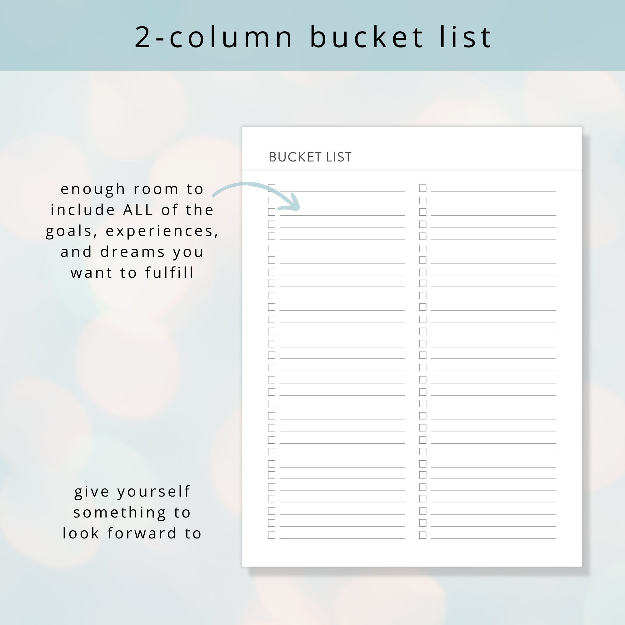 Mini Bucket Lists Minimalist Bucket List Template: Printable Lifetime Goal Planner ...