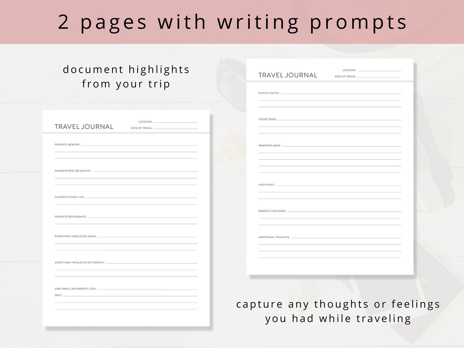 Minimalist Travel Journal PDF Templates for Vacation Memories - Etsy