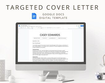 Minimalist Targeted Digital Cover Letter Template with Writing Tips & Sample Document, Interactive Google Docs Template for Job Applications