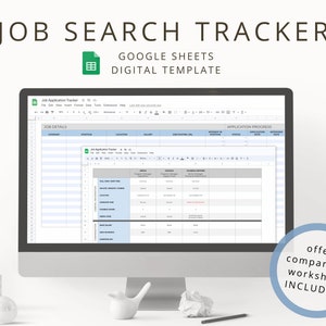 Digital Job Application Tracker for Job Hunting, Interactive Google Sheets Job Search Planner Template for Interview & Job Offer Tracking