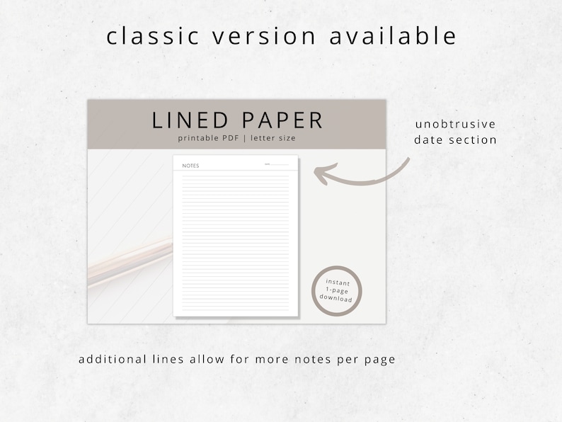 Narrow Lined Notes Dated Lined Note Paper Template: Printable Narrow-ruled Notes (PDF ...