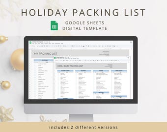 Digital Holiday Travel Packing List Template for Organized Vacation Planning, Editable Google Sheets Travel Packing Checklist for Families