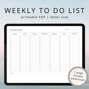 Minimalistische wöchentliche To-Do-Liste: Druckbare Vorlage für Aufgabenlisten (PDF-Download)