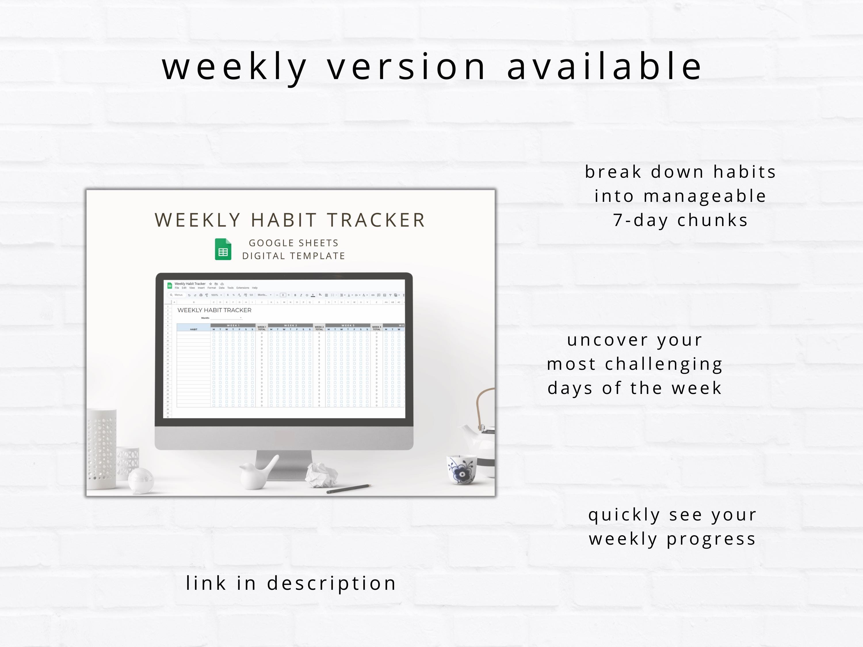 Monthly Digital Habit Tracker Spreadsheet for Routine Tracking ...