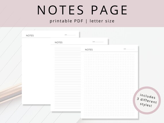 Minimalist Notes Pages PDF Printable Writing Paper Dot Grid - Etsy