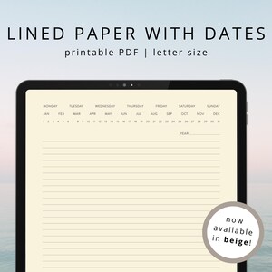 Beige Lined Paper Template: Dated Notes Page (Digital Download)