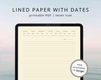 Plantilla de papel rayado beige: Página de notas fechadas (descarga digital)