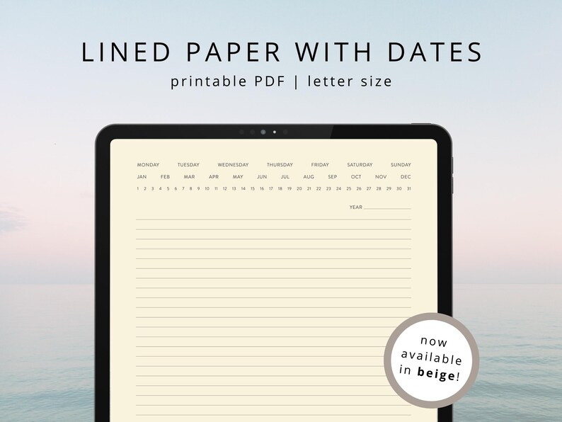 Beige Lined Paper Template: Dated Notes Page (digital Download) - Etsy