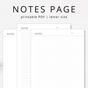 Pages de notes imprimables : ligné, quadrillé et vierge (téléchargement PDF)