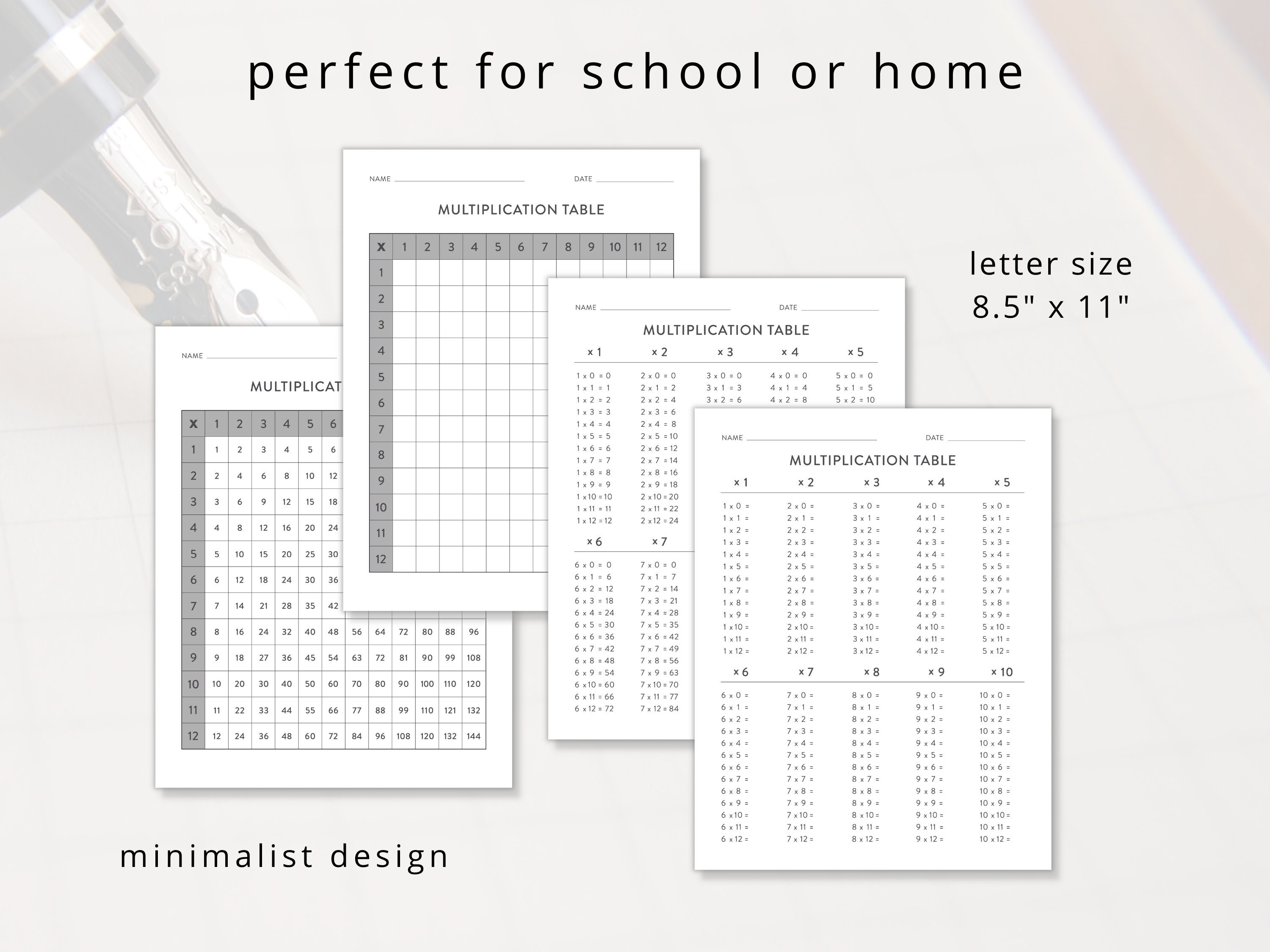 Printable Multiplication Table for Learning Elementary Math, Numbers ...