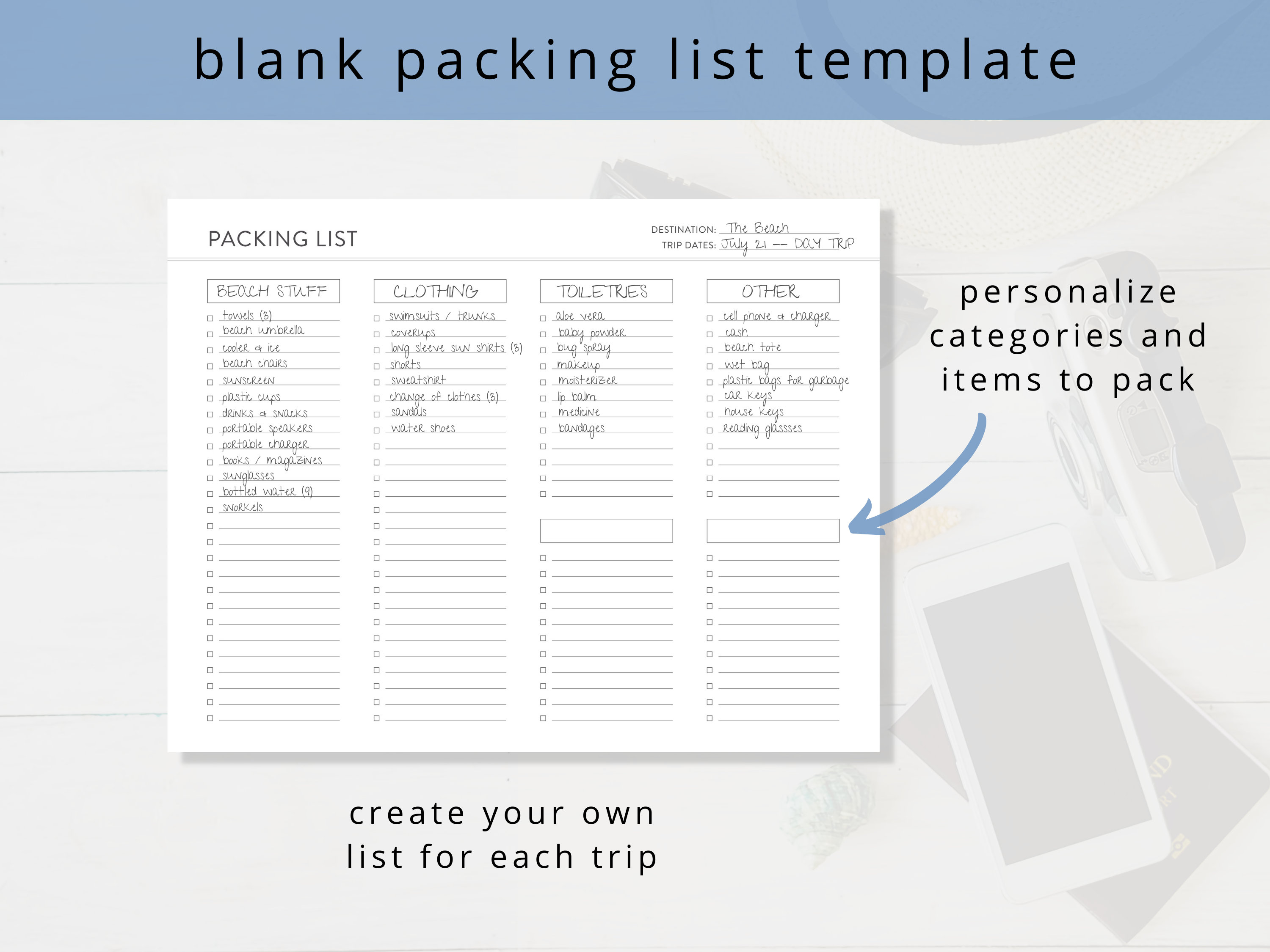 Minimalist Vacation Packing List PDF for Organized Travel - Etsy