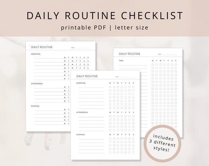 Editable Daily Routine Checklist: Printable Habit Tracker (adult/kids ...