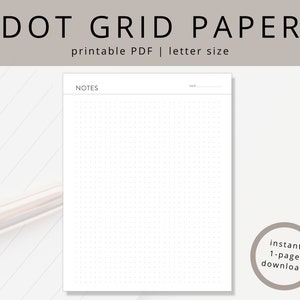 Minimalist 1/4&quot; (~6mm) Dot Grid Paper for Bullet Journaling, Printable Dotted Notepad Template for Planning & Organization, Dotted Note Page