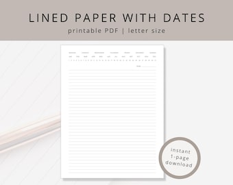 Plantilla de papel rayado con fecha: Notas imprimibles de renglón estrecho (Descargar PDF)