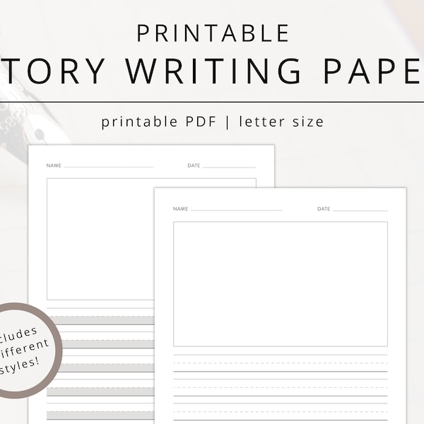 Kids Story Paper PDF for Storytelling, Blank Printable Creative Writing Practice Worksheet, Adaptive Drawing Paper for Students & Teachers