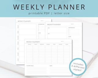 Minimalist Weekly Planner Template: Printable Weekly Organizer & Undated Calendar (PDF Download)