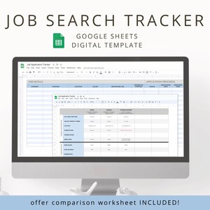 Digital Job Application Tracker for Job Hunting, Interactive Google Sheets Job Search Planner Template for Interview & Job Offer Tracking