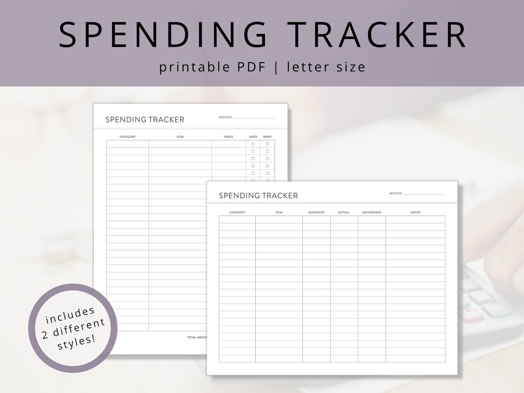 Minimalist Spending Tracker PDF Template for Personal Money Management ...
