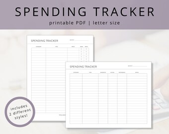 Minimalist Spending Tracker PDF Template for Personal Money Management, Printable Expense Log Template, Expenses Worksheet