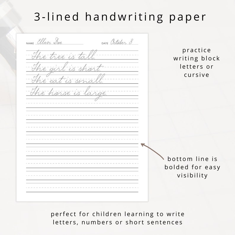 Small Block Script Letters Printable Handwriting Practice Paper: Block & Cursive Letters (PDF) - Etsy