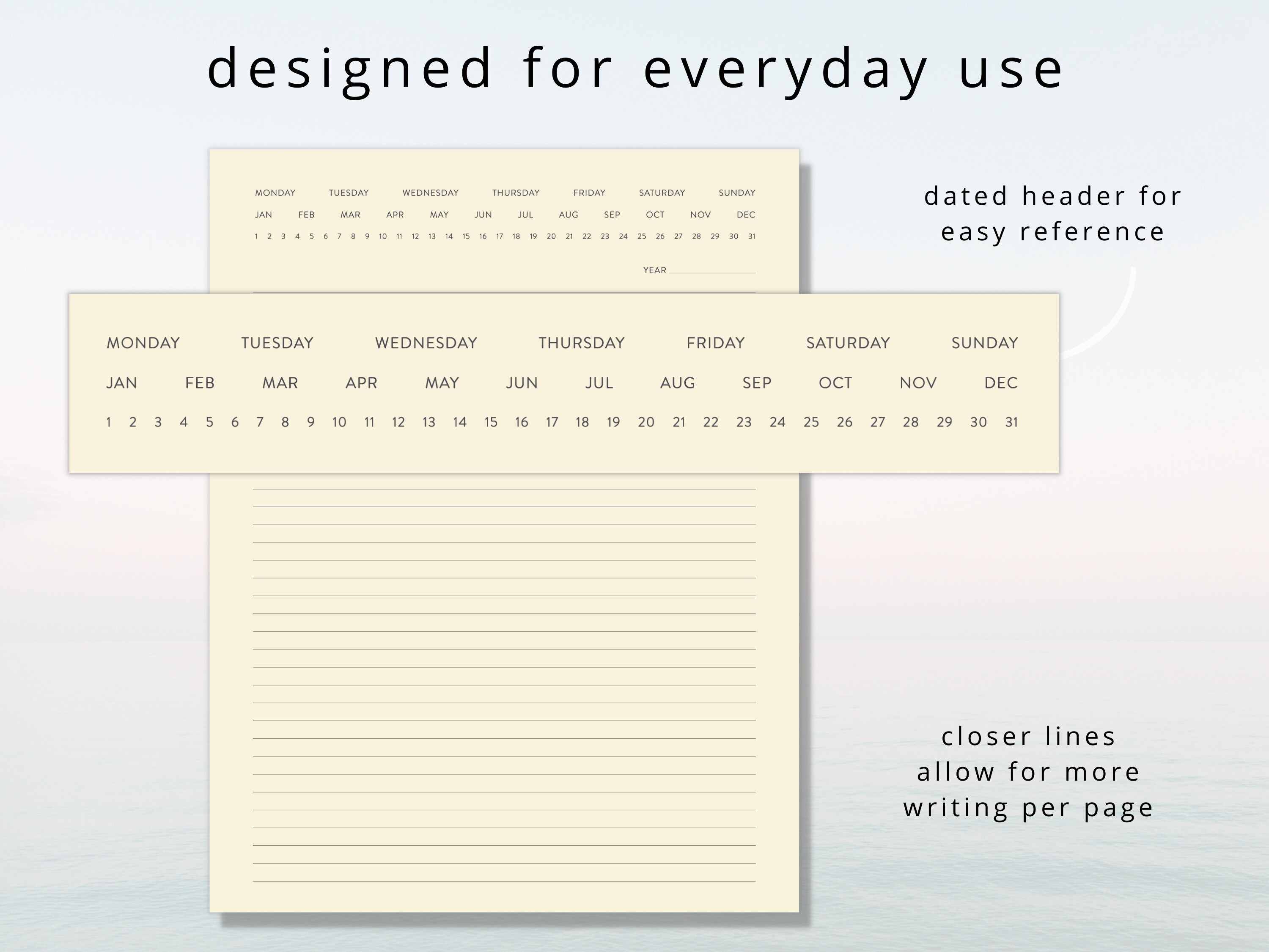 Beige Lined Paper Template: Dated Notes Page (digital Download) - Etsy