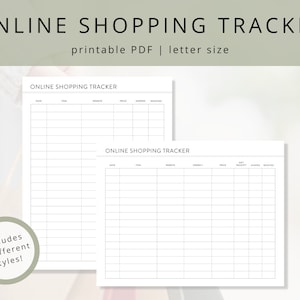 Minimalist Online Shopping Tracker PDF for Personal Purchases, Printable Online Order and Package Delivery Log for Everyday Gift Giving