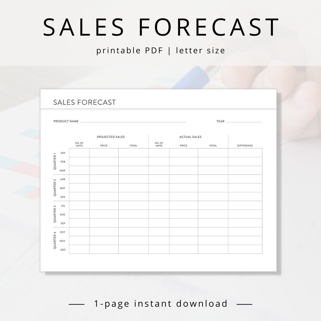 Printable Monthly Sales Forecast: Small Business Tracker (US Letter ...