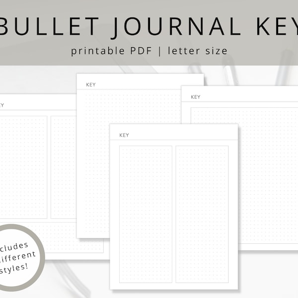 Minimalist Dot Grid Journal Key & Index Page Template for Organization, Printable Bujo Dot Journal PDF Insert, DIY Dot Grid Planner Spread