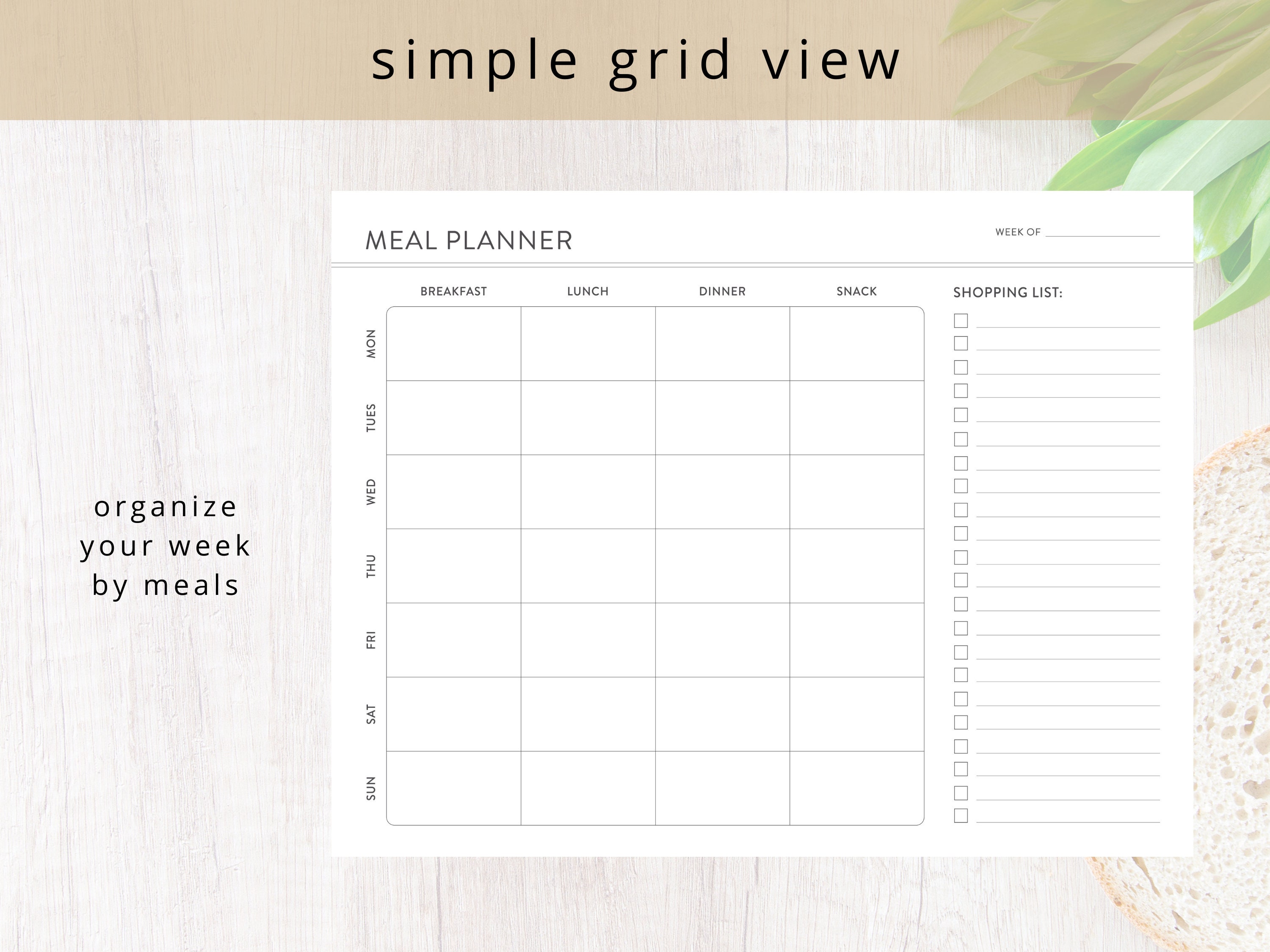 Minimalist Meal Planner Bundle PDF, Includes Grocery List for Menu and ...