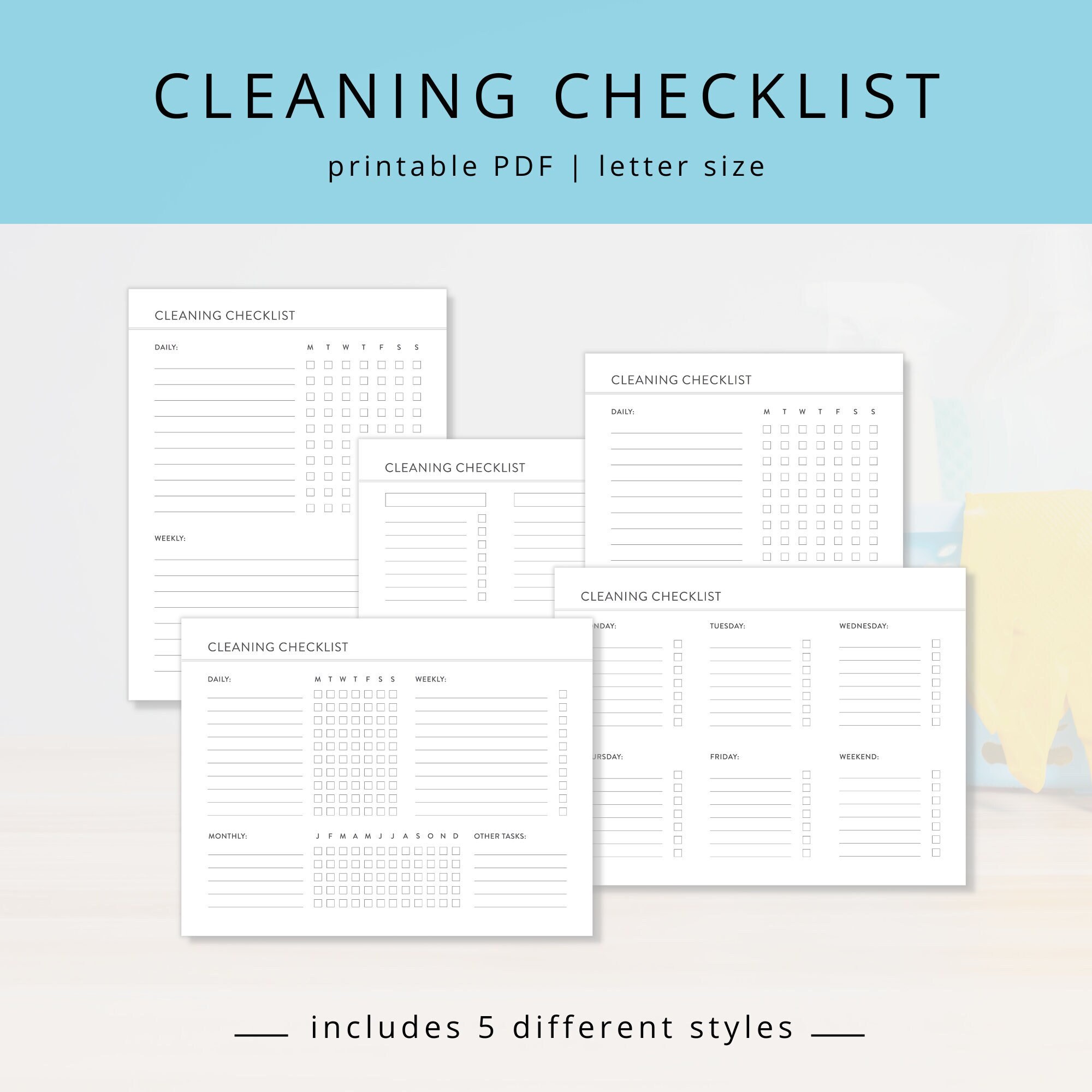 Minimalist Cleaning Checklist Template: Printable Daily & Weekly Chore ...