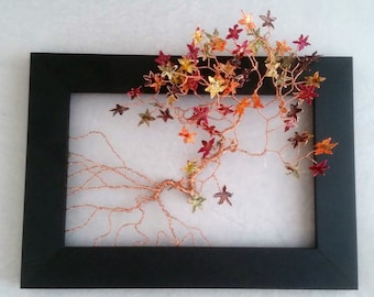 Sweetgum Copper Tree framed relief sculpture