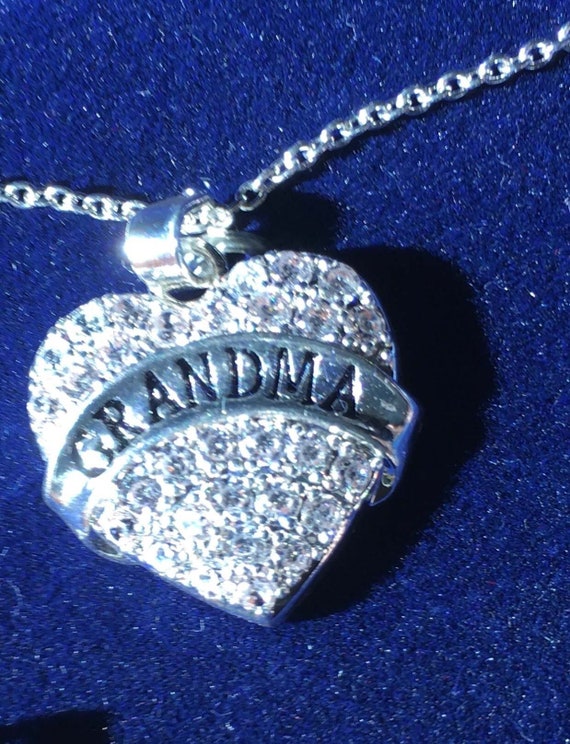 Fine Silver Plate Cubic Zirconia Necklace and Earring set "Grandma"