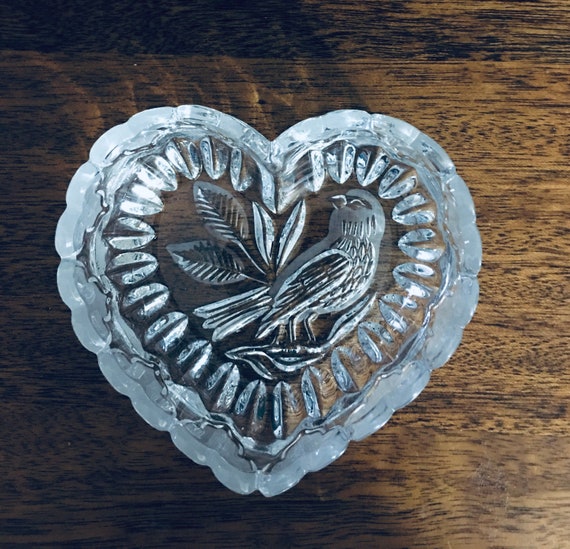Lead Crystal Heart Shape Tinket Dish  LH