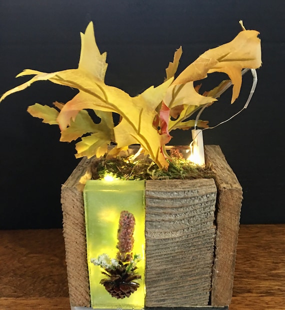 Rustic Illuminated Reclaimed Wood Vase RV01