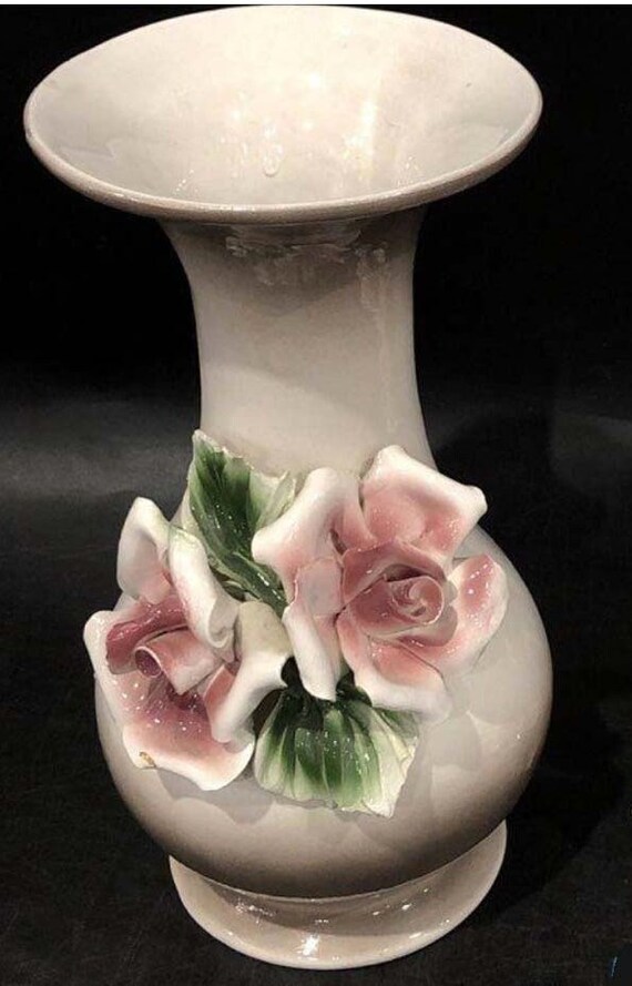Vintage "Capodimonte"  Floral Vase Made in Italy