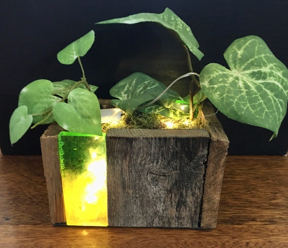 Rustic Illuminated Reclaimed Wood Vase RV02