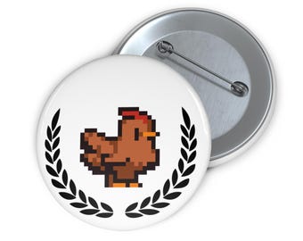 Pin de pollo de Pelican Town: accesorio de jugador de Stardew Valley Pixel Art