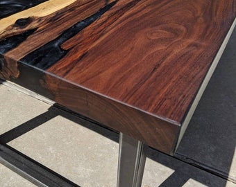 Walnut River Desk: Epoxy Resin, Gaming Computer Table (72"L X 24"W X 30"H)