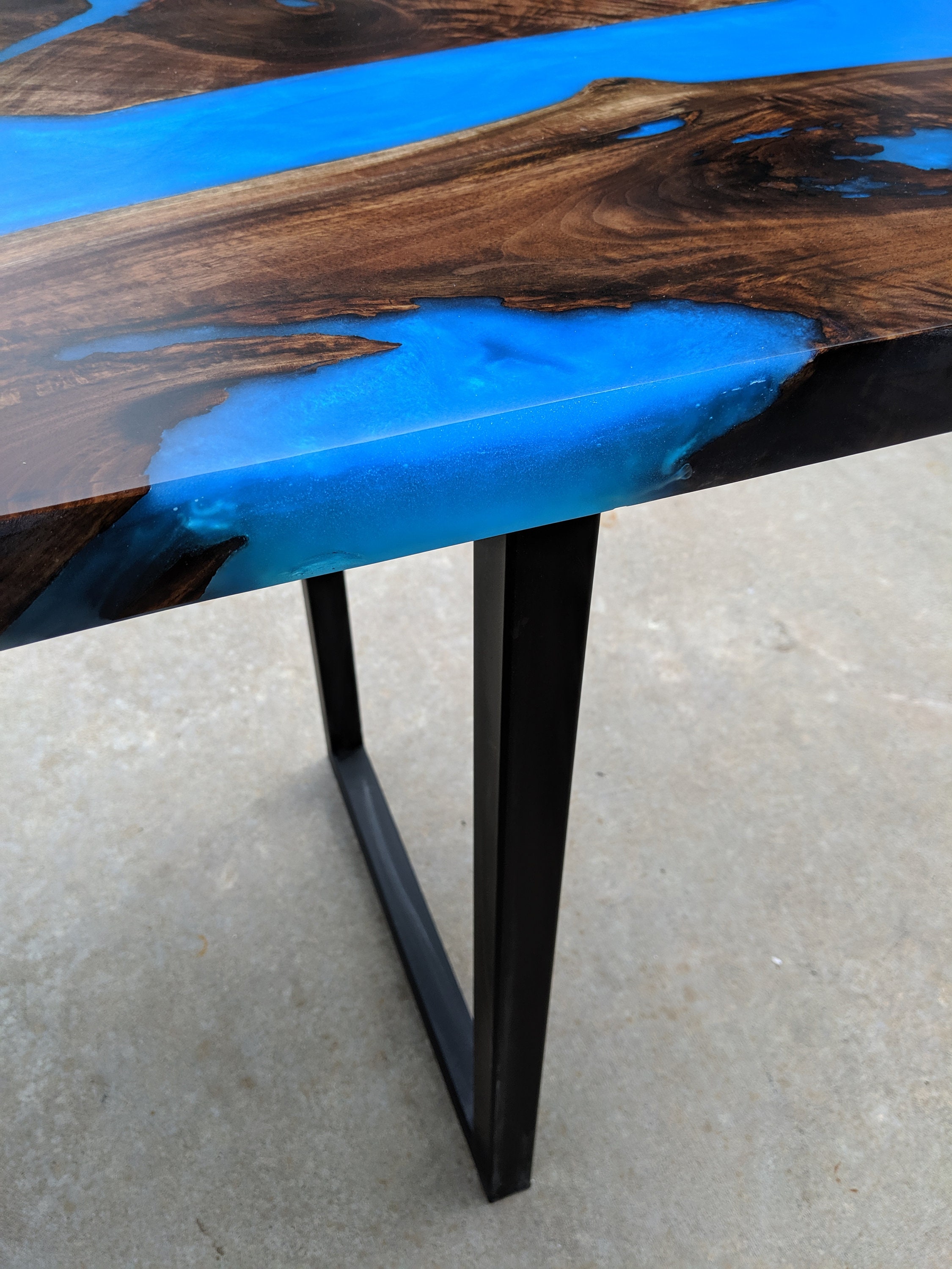 Resin Computer Table Live Edge Walnut Computer Desk: Resin River Epoxy Desk - Etsy