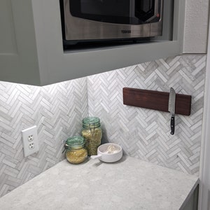 Live Edge Walnut Magnetic Knife Rack: Handcrafted Kitchen Tool Holder