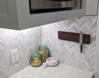 Live Edge Walnut Magnetic Knife Rack: Handcrafted Kitchen Tool Holder