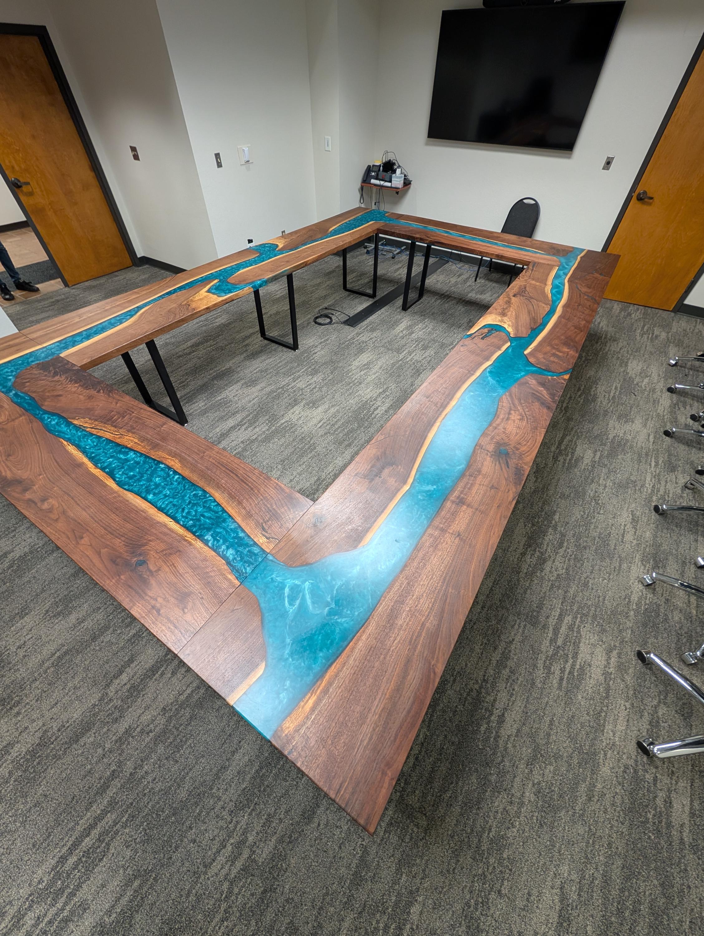Live Edge Walnut Conference Table: Resin River, Executive Office - Etsy