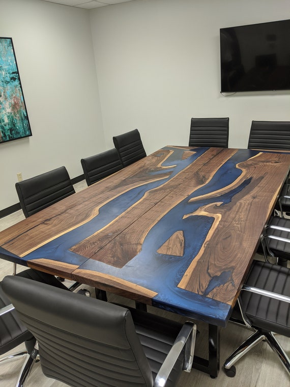 Walnut Conference Table 2 Piece Pull Apart Live Edge Resin Epoxy